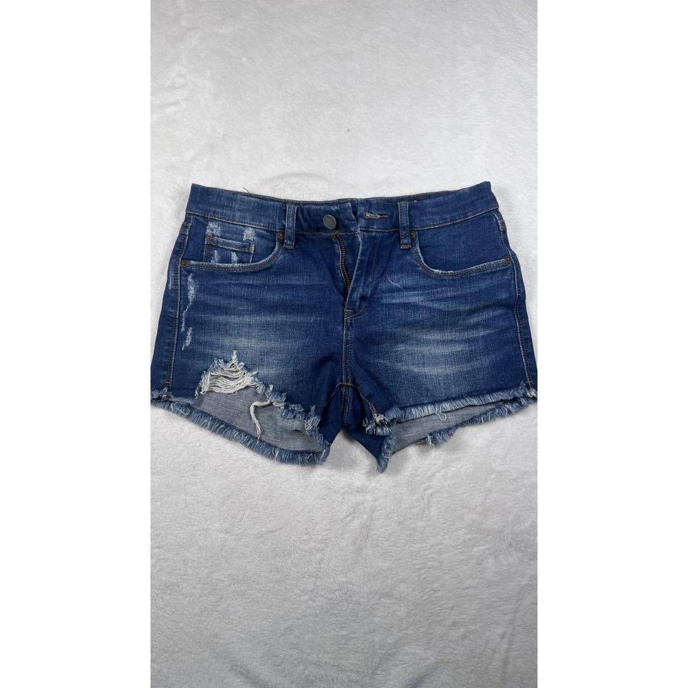 BLANKNYC Denim Shorts Womens 26 Blue The Essex Distressed Cutoff Fringe